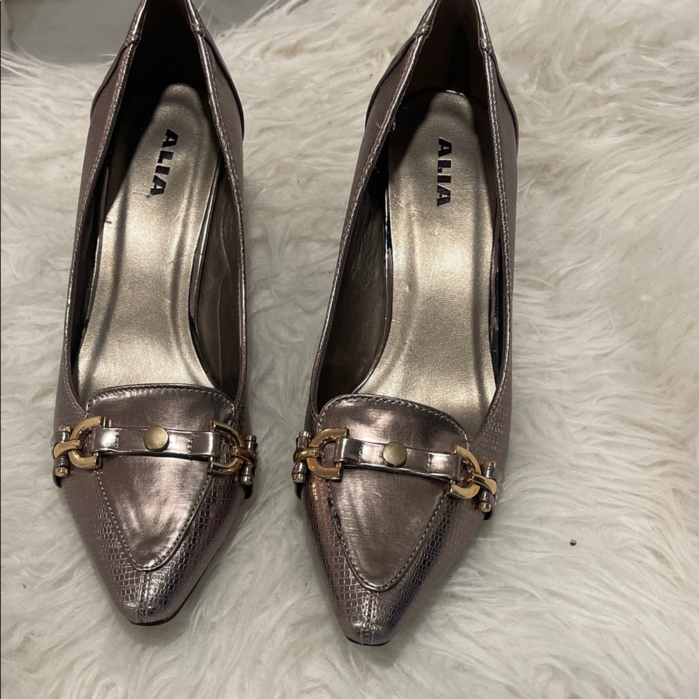 Alia Bronze Loafers with Gold Accents